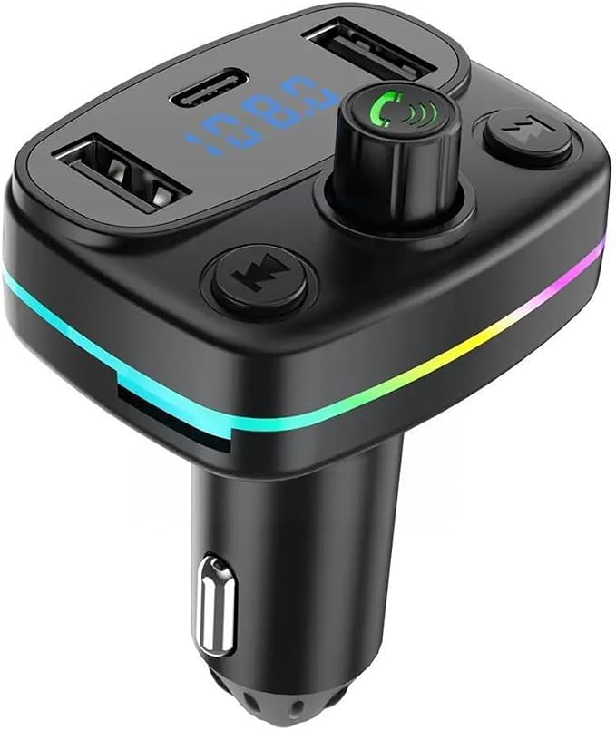 Winex M44 – Transmetteur FM Bluetooth mains libres, lecteur MP3 et chargeur de voiture avec sortie Type-C
