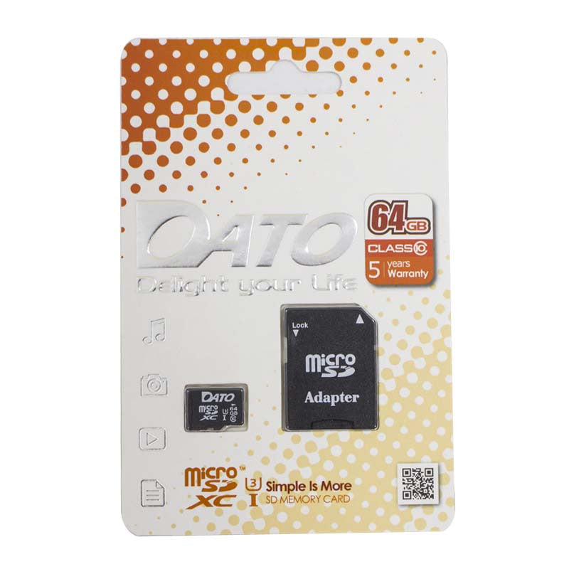 Carte Mémoire Dato C10U3 Avec Adaptateur 64 Go Class 10