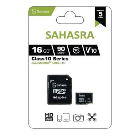 CARTE MEMOIRE SAHASRA 16GB CLASS 10 AVEC ADAPTATEUR